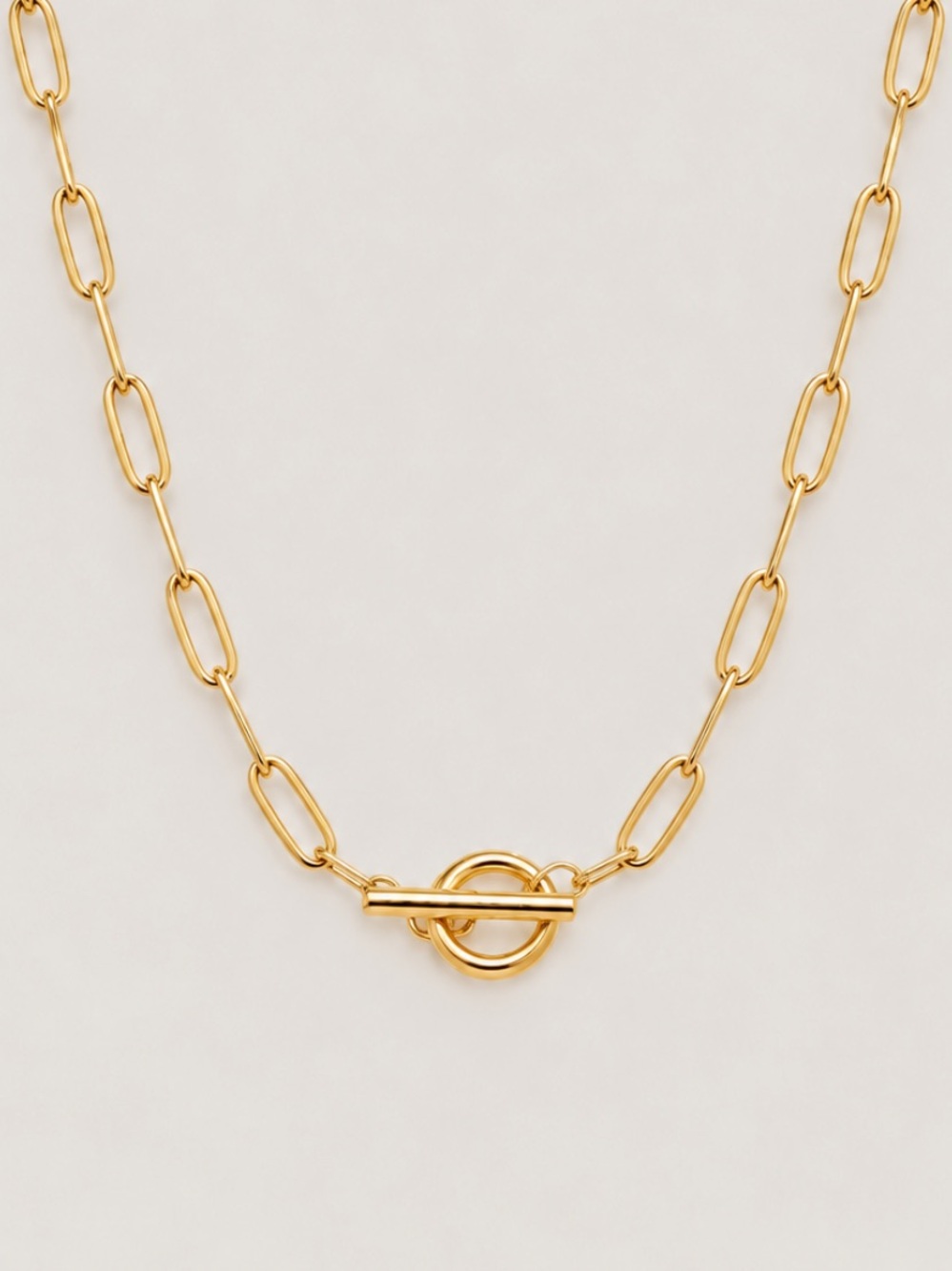 New! Gold Paperclip Chain Toggle Necklace NWOT